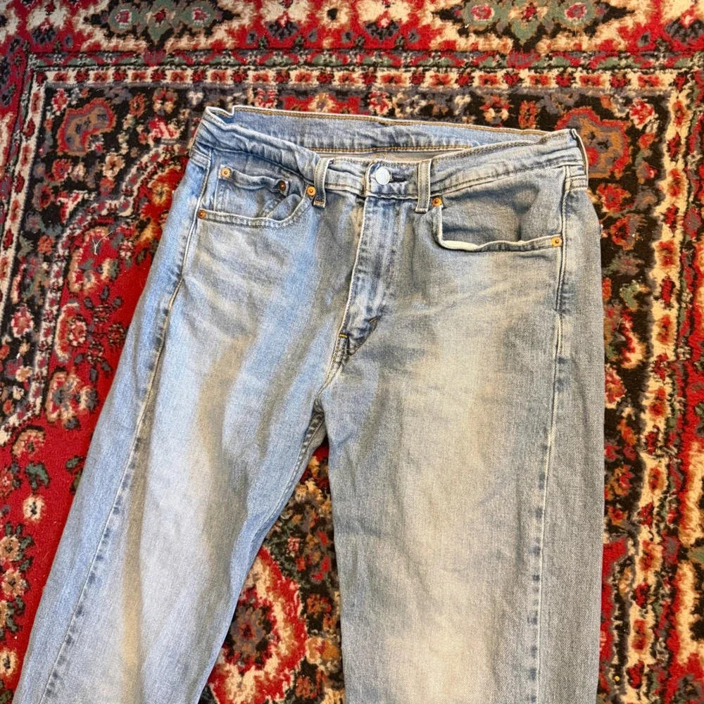 Levis 505 Regular Fit Straight Leg Light Wash Blue Denim Jeans Mens 32x32